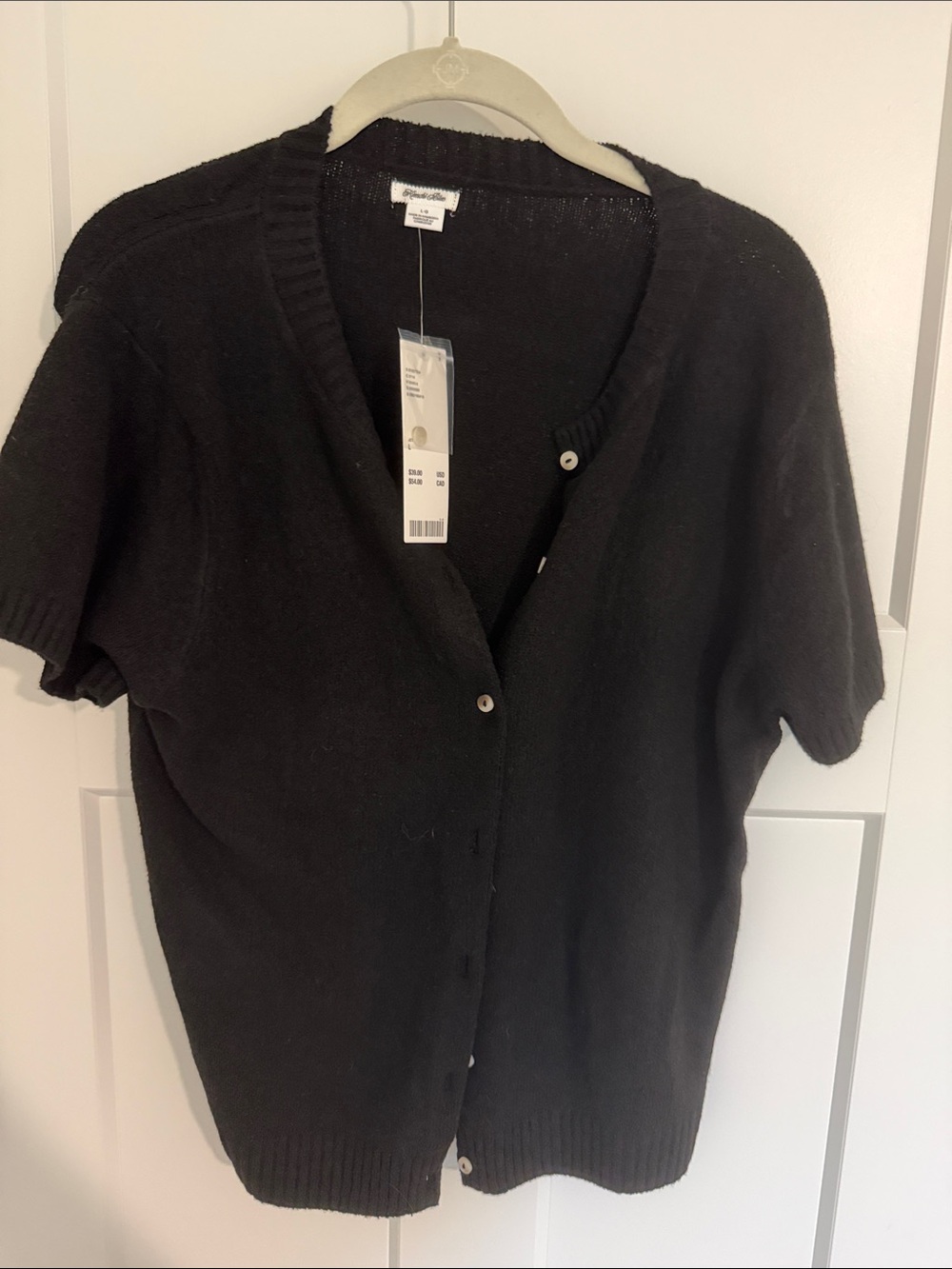 Urban Outfitters Black Short-Sleeve Button Cardigan